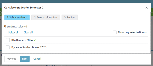 Existing grades indicator